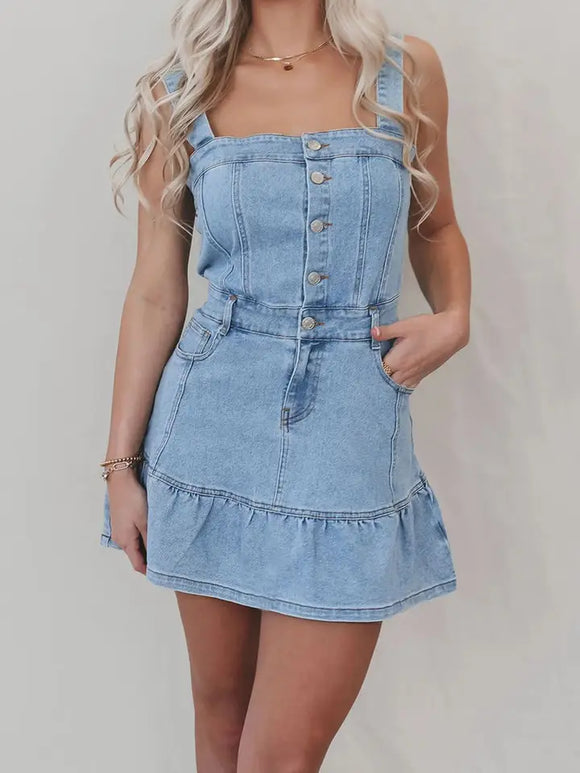 Button-Front Denim Dress - Greige Goods