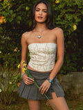Leather Embroidered Corset Top - Greige Goods