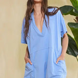 Oversized Wide Legs Romper - Greige Goods