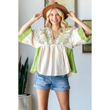 Vintage Embroidery Patch Gauze Top