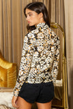 Mock Neck Long Sleeve Slim Fit Floral Sheer Top - Greige Goods