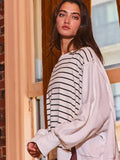Hi-Low Hem Stripe Terry Top - Greige Goods