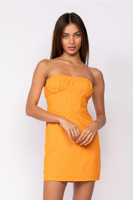 Corset Style Linen Mini Orange / S Corset Style Linen Mini Orange / S