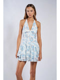 Floral Halter Mini Dress - Greige Goods