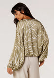 Zebra Satin Top - Greige Goods