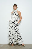 Polka Dot Print Halter Jumpsuit - Greige Goods