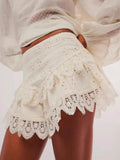 Lace-trim Eyelet Skort - Greige Goods