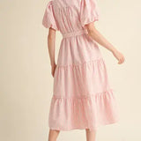 Striped Ruffle Button Down Midi - Greige Goods