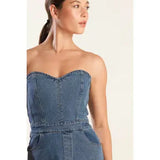 Sweetheart Neckline Denim Jumpsuit