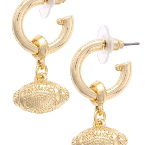 Football Droop Hoop Earrings - Greige Goods