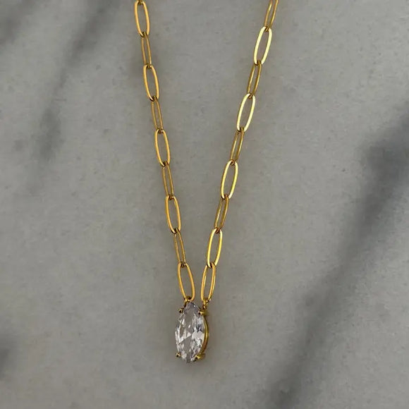 Gold + Diamond Pendant Necklace - Greige Goods