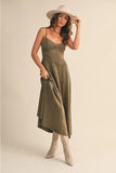 Suede Corset Midi Dress - Greige Goods