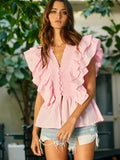 Ruffle Peplum Blouse - Greige Goods