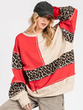 Leopard Patchwork Oversized Sweatshirt - Greige Goods