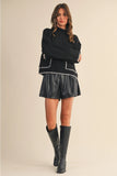 Leather Pleated Shorts - Greige Goods