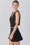 Front Button Vest & Skort Set - Greige Goods