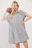 Striped Button Down Dress - Greige Goods