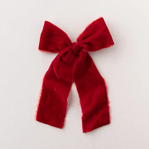 Velvet Clip On Statement Ribbon Bow - Greige Goods