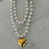 Wrap Around Pearl Heart Necklace