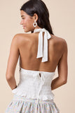 Halter V-Neck Open Back Top - Greige Goods