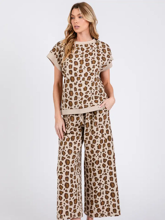 Leopard Scuba Top & Pant Set - Greige Goods