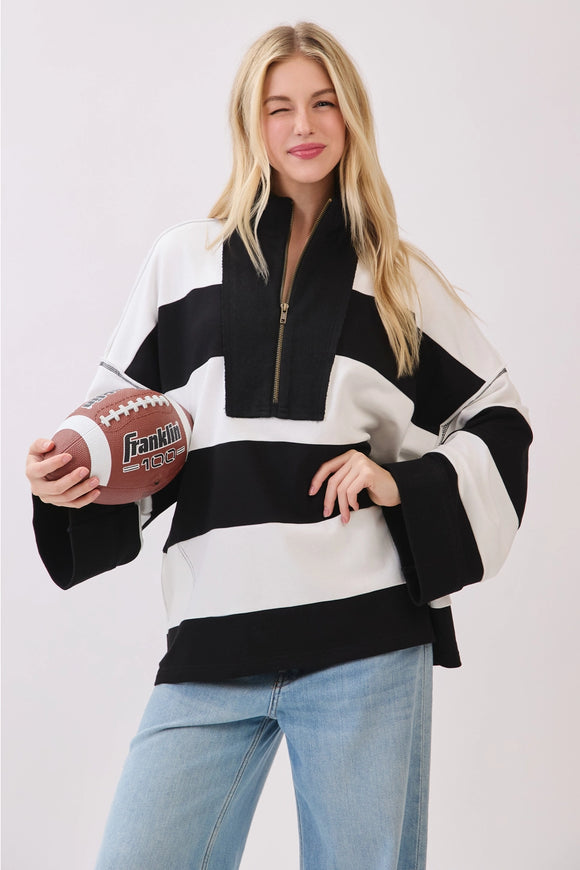 Game day Stripe Pullover - Greige Goods