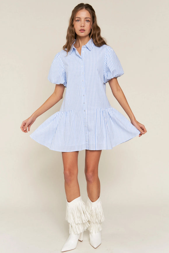 Blue Striped Mini Dress