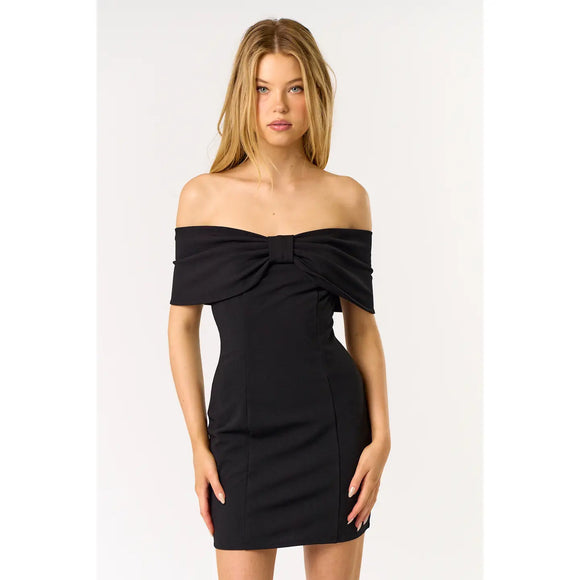 Off The Shoulder Bow Mini Dress