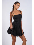Tie Strap Pleated Mini Dress - Greige Goods