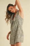 Collared Leopard Romper - Greige Goods