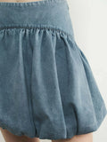Denim Bubble Mini Skirt - Greige Goods