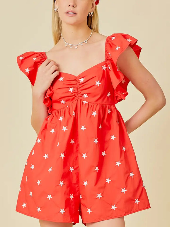 Star Ruffle Romper - Greige Goods