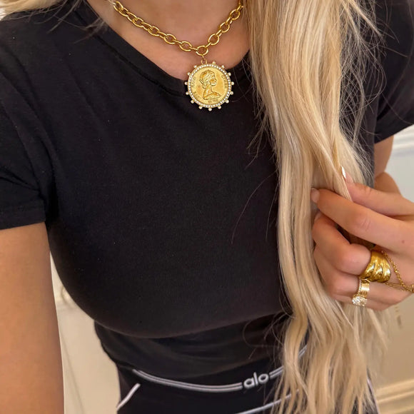 Small Coin Necklace - Greige Goods