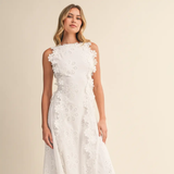 Flower Embroidery Maxi Dress - Greige Goods