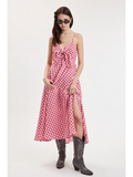 Checker Crossed Strap Midi Dress - Greige Goods