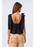 Peplum Top with Ribbon - Greige Goods