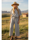 Striped Knit Top and Pants Set - Greige Goods