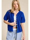 Short Sleeve Button Down Cardigan Top - Greige Goods