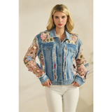 Denim Jacket with Floral Organza Inset