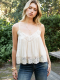 Lace Trim Cami Top - Greige Goods