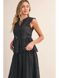 Black Scallop Top & Skirt Set