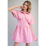 Solid Pleated Mini Dress - Greige Goods