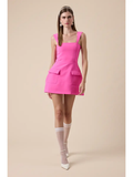 Square Neck Mini Dress - Greige Goods