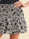 Floral Embroidered Lace Bubble Hem Mini Skirt