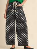 Polka Dot Pleated Barrel Pants