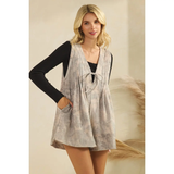 French Terry Sleeveless V Neck Romper - Greige Goods