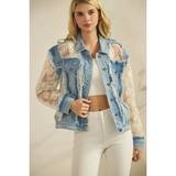 Denim Jacket with Cream Lace