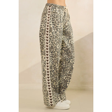 Leopard Side Striped Wide Legged Pants