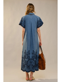 Scallop Edge Denim Maxi Dress - Greige Goods