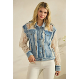 Denim Jacket with Cream Lace